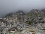 Mittlerweile haben dicke Wolken die Spitzen der Langkofelgruppe eingehüllt