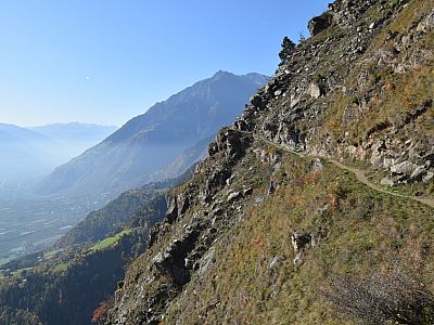 Ein wenig schmäler als der Hans-Frieden-Weg führt uns der Vellauer Felsenweg wieder zurück nach Westen